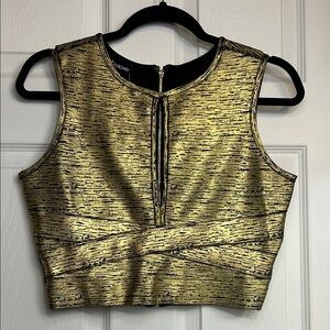 Bebe Metallic Gold and Black Crop Top
